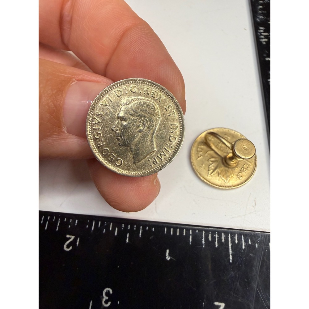 Vintage 1941 Canadian Penny Screw Back Earrings George VI 1 Cent Coin Jewelry